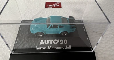 Porsche 911 Turbo IN Turchese " Auto 90 ", Herpa Modello da Esposizione 1:87 H0 - Immagine 1 di 3