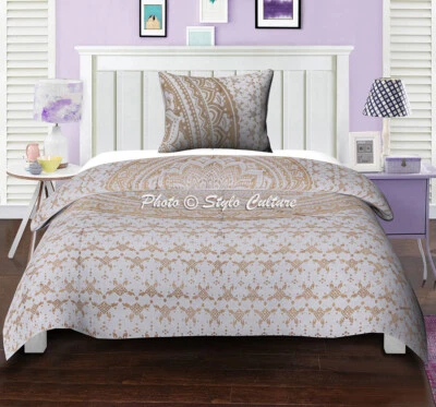 Indian Art Ombre Duvet Cover Bedding Cotton Twin Doona Cover Bohemian Bed Set - Image 1 of 4