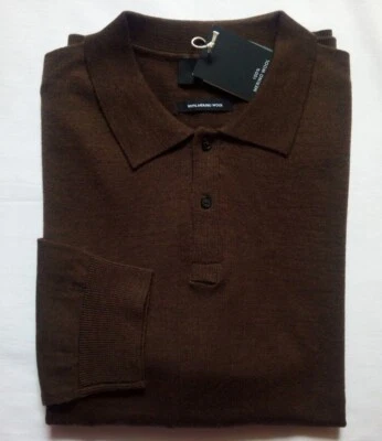 Herren Polo-Pullover XL 52/54;XL-XXL/54; XXL/56 Merinowolle 100% extrafein braun - Bild 1 von 4