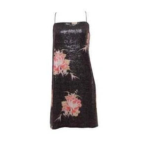NWT ASOS Women's Black Sequins Floral Sleeveless Slip Mini Dress Size 6 - Picture 1 of 12