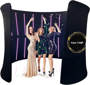 LED 360 Photo Booth Background Wall Customizable for Parties Wedding Event - Picture 1 of 41