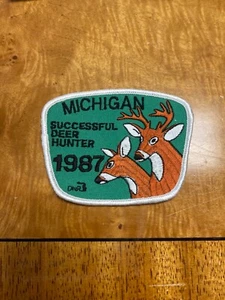 1987 Successful Deer Hunter DNR Michigan Patch 3 7/8" x 3" - Picture 1 of 3