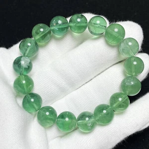 11.4mm Natural Green Fluorite Crystal Quartz Beads Bracelet AAA C1404 - Picture 1 of 9