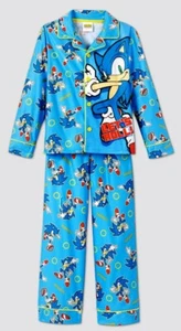 Sonic The Hedgehog Pajamas Size 8 Medium Boy Coat Shirt Pants Winter Flannel NEW - Picture 1 of 2