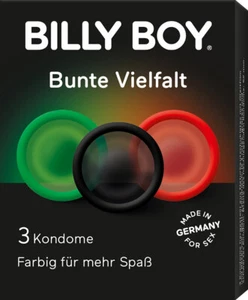 Kondome Billy Boy Bunte Vielfalt farbige Kondome 30 x 3 Stück Automatenpackung - Bild 1 von 1