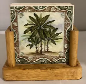 Montañas posavasadas de piedra absorbente para palmeras de piedra con soporte de madera para roble (4) - Imagen 1 de 6