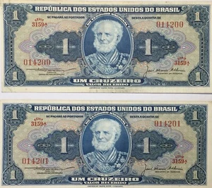 2 Sequential Republica Dos Estados Unidos Do Brazil Banknotes - Picture 1 of 4