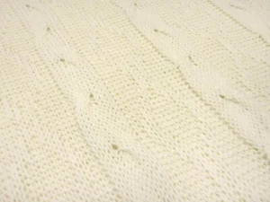 Stoff grober Woll Strickstoff mit Zopfmuster wollweiß Kleiderstoff Pulloverstoff - Bild 1 von 5