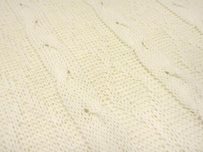 Stoff grober Woll Strickstoff mit Zopfmuster wollweiß Kleiderstoff Pulloverstoff - Bild 1 von 4