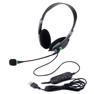 Headset Headphone with Microphone Computer Noise Cancelling Office USB Plug 1.8m - Picture 1 of 12