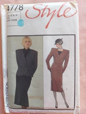 Style 4778 Misses' Lined Jacket & Skirt Pattern Size 10-12-14 - Image 1 of 2