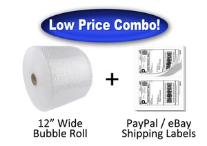 2 Rolls 3/16"x450ft Bubble Roll/ Cushion Wrap +1,000 PayPal eBay Shipping Labels - Picture 1 of 1