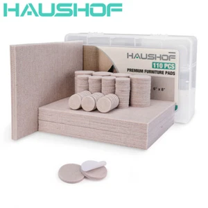 HAUSHOF 110PC Felt Furniture Pads 10PC 8"x6" Felt Sheets Self Adhesive Felt Pads - Picture 1 of 12