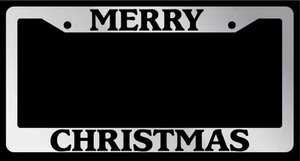 Chrome License Plate Frame "Merry Christmas" Auto Accessory Novelty - Picture 1 of 1