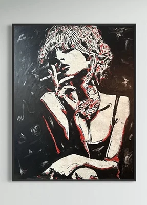 Daniel Pultorak Night Cigarette Kunst signiert gerahmt Öl Expressionismus - Bild 1 von 4