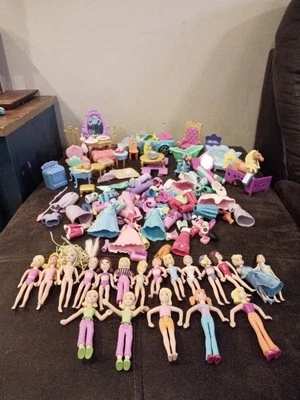 HUGE Lot VTG Polly Pocket Dolls Figures Clothing Accessories  Furniture Car - Image 1 of 4