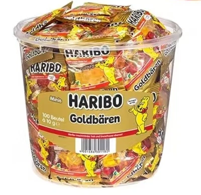 Haribo Goldbären Gummibärchen 100 x 10g Minibeutel 1 kg in praktischer Dose - Bild 1 von 3