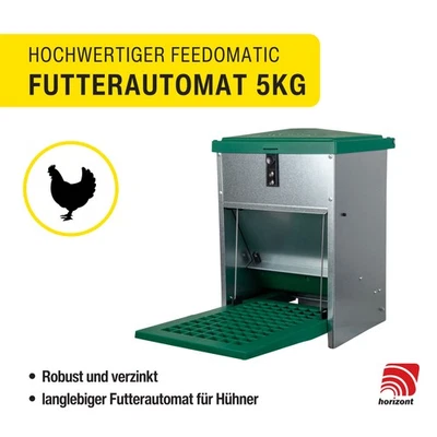 Futterautomat Hühner Geflügelfutterautomat mit Trittklappe verzinktes Metall 5kg - Bild 1 von 4