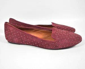 Rebecca Minkoff Burgundy Gold Ball Studded Alvin Too Flats Size 10 M - Picture 1 of 9