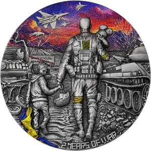 2024 Cameroon Ukraine 2oz High Relief Silver Coin - Picture 1 of 6