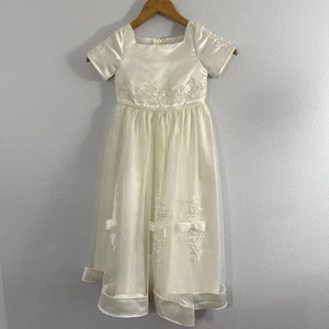 Majestic Dress Kids 4 Ivory Sleveless Beaded Bow Tulle Ball Gown Formal Party - Picture 1 of 16