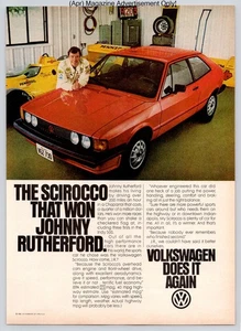 Volkswagen Scirocco Johnny Rutherford Endorsement Vintage 1981 Advertisement - Picture 1 of 5
