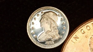 MONETA MINIATURA 1831 QUARTO TAPPATO BUSTO PROVA COME ARGENTO STERLING - Foto 1 di 2