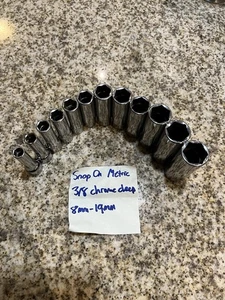 SNAP-ON TOOLS 12 pc 3/8" Drive 6-Point Metric Deep Socket Set (8-19 mm) 212SFSMY - Picture 1 of 2