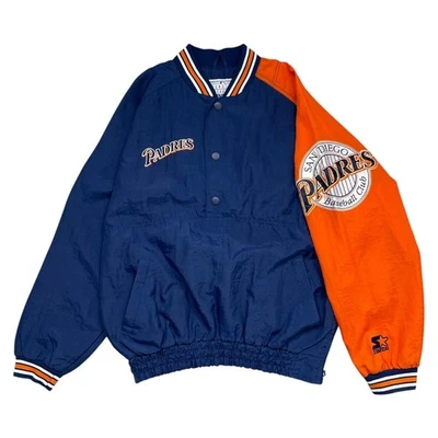 VTG 90s MLB SAN DIEGO PADRES STARTER PULLOVER WINDBREAKER JACKET SIZE M - Image 1 of 4