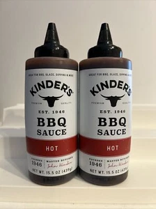 2X Kinder's Hot BBQ Sauce Prem Quality Handcrafted Gluten Free 15.5 Oz EA 9/25 - Picture 1 of 5