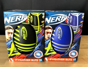 2 PACK NERF Weather Blitz Foam Football for All-Weather Play BLUE/BLACK 🏈 NIB!! - Picture 1 of 4