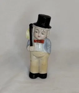 Vintage Japan Lusterware Ceramic Bisque Boy in Top Hat Figurine 4" - Picture 1 of 5