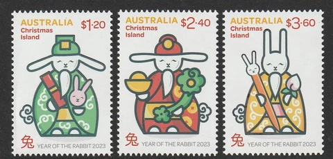 Christmas Island 2023 : Lunar New Year ot the Rabbit-  Stamps - Design Set- MNH Cover