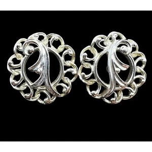 Vintage Sarah Coventry Clip On Silver Tone Earrings 1950s Fancy Free Flower - Picture 1 of 11