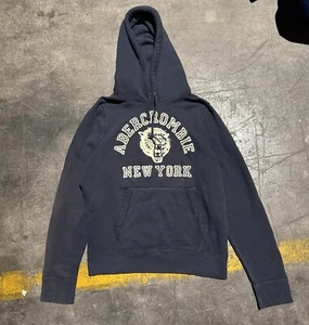 Abercrombie and Fitch Hoodie Mens 2X/XL Blue Navy New York Graphic Y2K Muscle - Picture 1 of 6