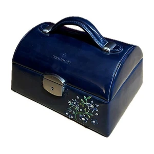 Windrose Schmuck Koffer mit Schlüssel Retro Look Blau Aufbewahrung rar Dose - Bild 1 von 14