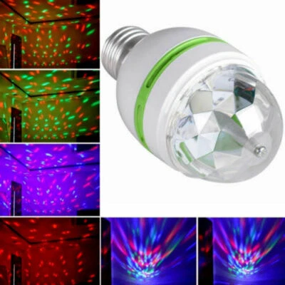 E27 3W Colorful Rotating Stage RGB LED Light Bulb Xmas Ball Party Disco DJ Lamp - Image 1 of 4