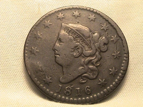 1816 N-2 LDS Coronet Head Large Cent Rotated Dies Cover