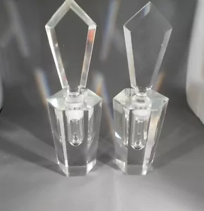 Vintage Pair of Clear Cut Glass in Hexagon Shape Perfume Bottles. - Picture 1 of 7