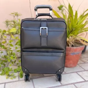 Cowhide Leather Travel Trolley Suitcase Carry On Luggage Vacation Airport Bag - Picture 1 of 8