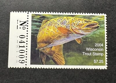 WTDstamps - 2004 WISCONSIN - State Trout Fishing Stamp - Mint OG NH - Image 1 of 2