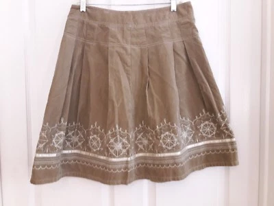 Falda Ann Taylor Loft Pana Línea Bordada Marrón 6P 6 Petite Mediana Foto 1 de 4