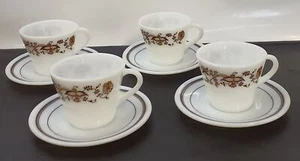 Set tazze da tè vintage eleganti tazze fantasia floreale marrone - Foto 1 di 5