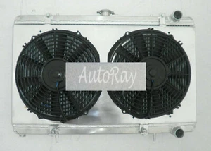 Aluminum Radiator + Shroud + Fans For NISSAN SILVIA S13 CA18DET CA18 Turbo MT - Afbeelding 1 van 7