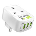 LENCENT UK Wall Adapter USB Plug Charger with 3 USB Ports Home Office 3250W