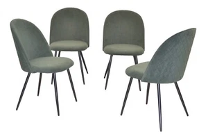 4 x Esszimmerstühle Samt grün Polsterstühle Stuhlsets Sitzschale modern design - Bild 1 von 1