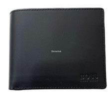 Hugo Boss Men's Asolo Leather Bifold Card & Coin Black Wallet