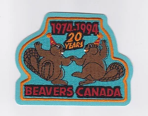 SCOUTS OF CANADA - CANADIAN BEAVERS SCOUT 1974-1994 20 YEARS Anniversary Patch - Picture 1 of 1