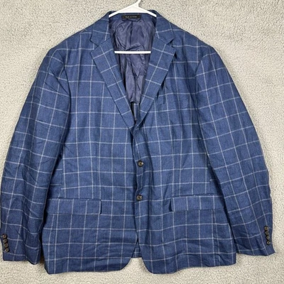 Lauren Ralph Lauren льняной блейзер Sport пальто мужчин 46R синий окно клетку смокинг - Изображение 1 из 4