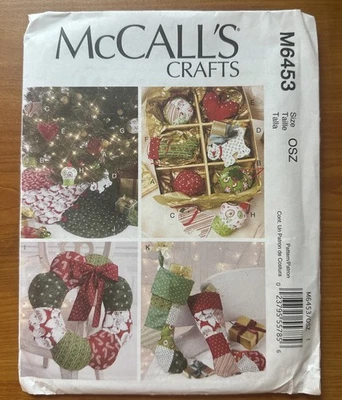 MCCALLS PATTERN 6453 CHRISTMAS TREESKIRT STOCKING ORNAMENTS WREATH NEW  UNCUT - Image 1 of 4